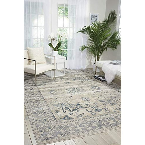 Nourison Home Malta MAI05 Ivory/Blue/Gray Indoor Area Rug - 7'10 x 10'10