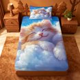 thumbnail image 3 of meiyoeat Dreamy Cloud Kitten Twin Sheets,Orange Cat Print Bedding For Girl,3-Piece,1 Fitted Sheet and 1 Pillowcase, 3 of 6