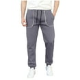 thumbnail image 2 of Ceisia Men Solid Color Loose Casual Pants Elastic Waist Drawstring Sports Gift Work Trousers, 2 of 7