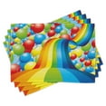 thumbnail image 1 of Ambesonne Rainbow Place Mats Set of 4, Balloons Ribbons Wavy, Standard Size, Multicolor, 1 of 6