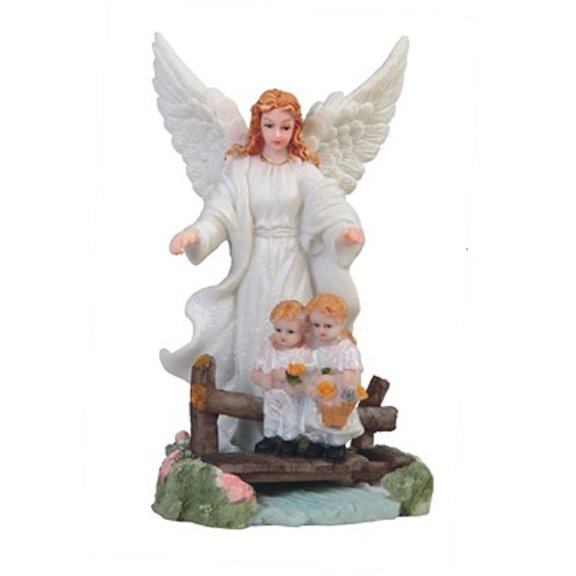Guardian Angel White Figurine 5 inch