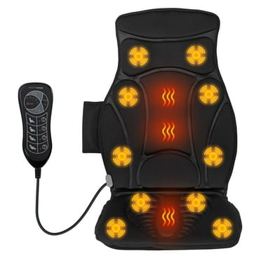 Massage Seat Cushion Back Massager with Heat Chair Massager, 10 Vibration Nodes & 2 Heat Pads, Back Massager for Chair, Massage Chair Pad for Home Office Use