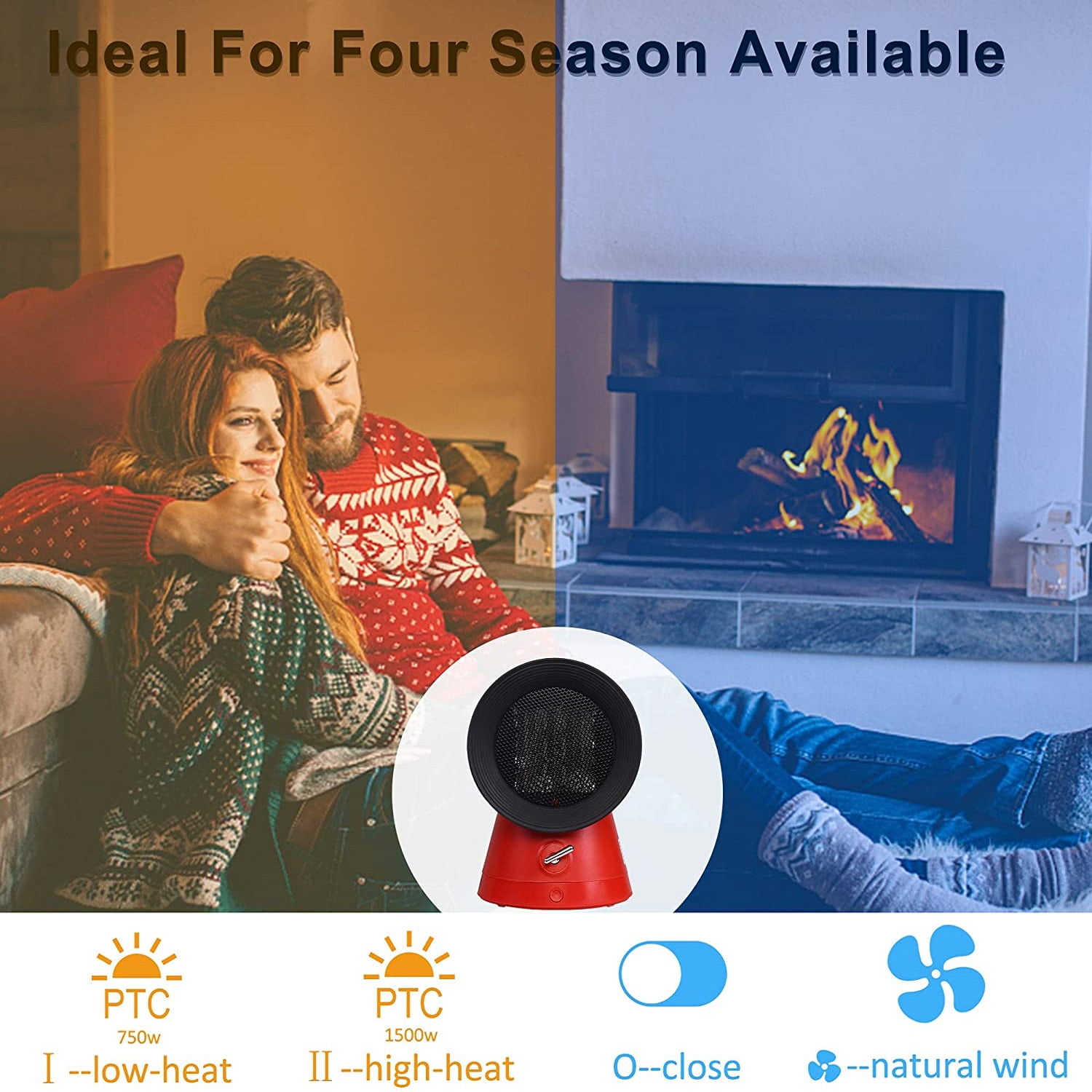 Lowestbest 1500W/750W Cooling & Heating Mode Space Heater, Portable Cool Blow Fan for Office Bedroom Home, Red Lowestbest 1500W/750W Cooling & Heating Mode Space Heater, Portable Cool Blow Fan for Office Bedroom Home, Red