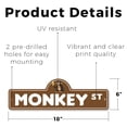 thumbnail image 2 of Monkey Plastic Street Sign - 6 Inch X 18 Inch Gift Animal Wildlife Jungle Funny Cute Exotic Decor Nature Climbing Outdoors Playful, 2 of 4