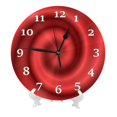 thumbnail image 2 of Reloj de pared con remolinos rojos claros y oscuros de 10 pulgadas, silencioso, sin tictac, estilo rústico retro, decorativo para sala de estar, cocina, hogar, baño y dormitorio, 2 of 7