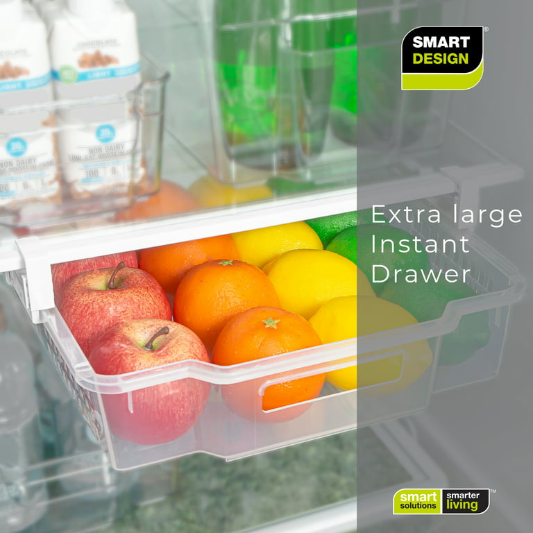 Smart Design Pull Out Refrigerator Bin- Extra Large- Holds 20 lbs - Clear 