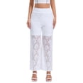 thumbnail image 1 of Pincandy Women's High Waist Lace Wide Leg Casual Pants, Loose Fit, Elastic Waistband, Daily & Party Wear, 1 of 6