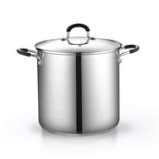 Cook N Home Basics 12 Quart Pasta Pot with Strainer, 18/10 Stainless Steel Pasta Cooker Steamer Multipots, Tempered Glass Lid, Induction, Compatible with Most Stovetops, Dishwasher & Oven Safe