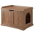 thumbnail image 2 of Unipaws Designer Cat Litter Box Furniture, Cat Washroom Storage Bench, Walnut, 2 of 7