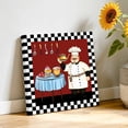 thumbnail image 3 of Canvas Wall Art Chef Kitchen Canvas Art Print Gourmet Black White Buffalo Plaid Pictures Wall Decor for Living Room Bedroom Artwork Decorations Stretched Framed Ready to Hang 16"x16", 3 of 9