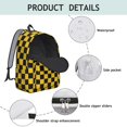 thumbnail image 4 of Yellow and Black Checkered Pattern Backpack for School, Cute School Bag with Adjustable Shoulder Straps and Padded Back, 15.7"x11.8"x5.5", 4 of 5