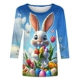 thumbnail image 4 of Ounisa Womens 3/4 Sleeve T Shirt Crew Neck Easter Bunny Printed Pullover Loose Fit Casual Spring Stylish Tops S-3XL, 4 of 7
