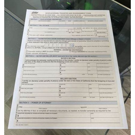 Brand NEW California DMV Department Of Motor Vehicles Bill Of Sale DMV REG 262 Form Vehicle Transfer Reassignment