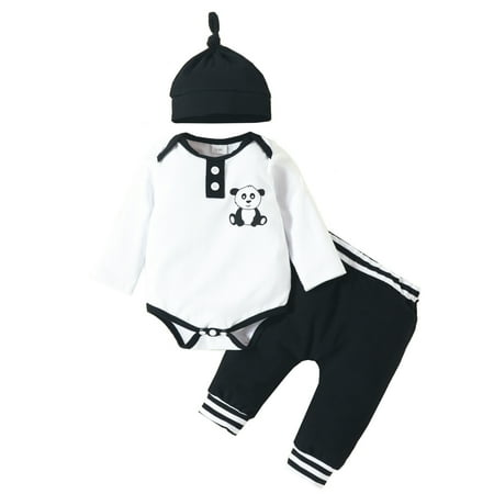 

Dinosaur 3 Piece Set Toddler Boys Long Sleeve Cartoon Prints Romper Striped Print Pants Hat Outfits Toddler Boy Outfits 12 Months