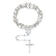 thumbnail image 2 of Me Plus 6mm CCB Beads Alloy Crucifix Cross Pendant Rosary Catholic Necklace 20" (R4R-Silver), 2 of 4
