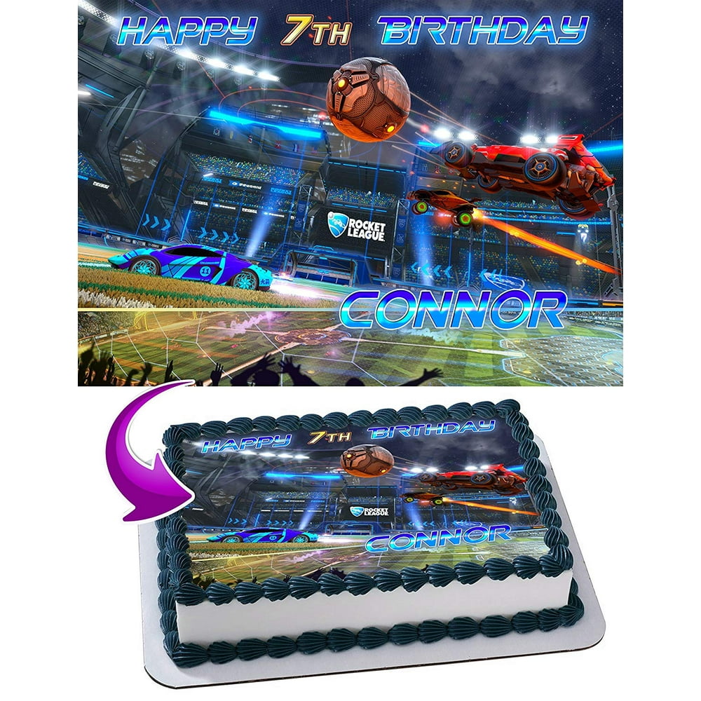 Rocket League Edible Cake Image Topper Personalized Picture 1/4 Sheet