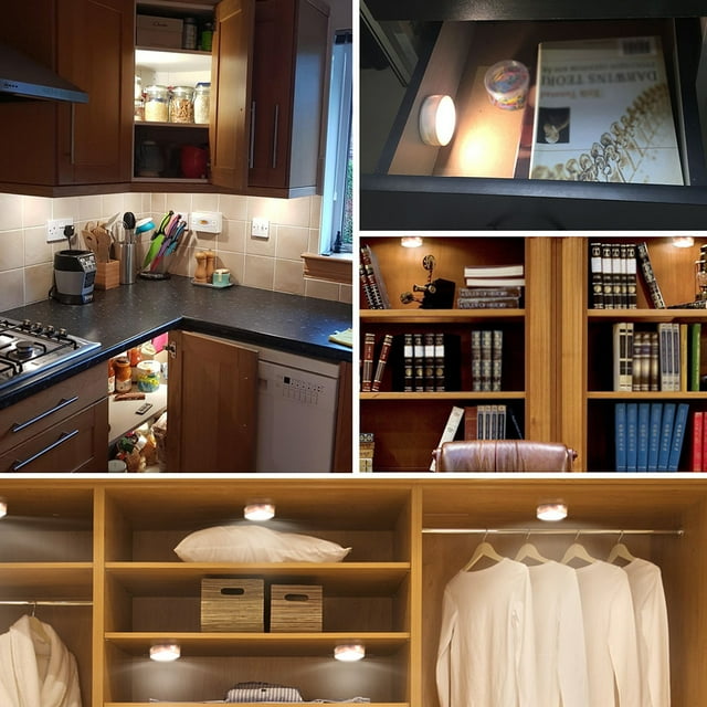 LED Closet Cabinet Lights Adjustable RGB Colorful Kitchen Wireless Lamps Sticky Sensor Battery Operated Plastic Night Light 3 Lights, 1 Remote