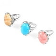 thumbnail image 4 of Ring Oval Natural Stone Cabochon Tiger Eye Opal Unakite Pink Quartz Lapis Lazuli, 4 of 6