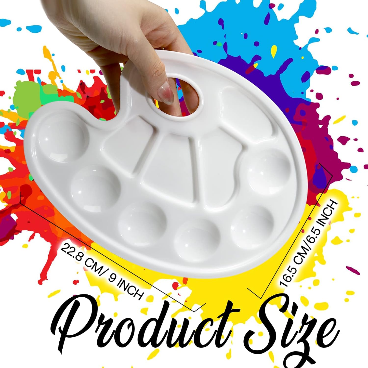 20 PCS Oval Paint Tray Palettes, Plastic Paint Tray Palette, Paint Palette Paint Pallets with Thumb Hole, Paint Holder Tray for Kids, Paint Trays for Kids, Paint Trays for Acrylic Paint