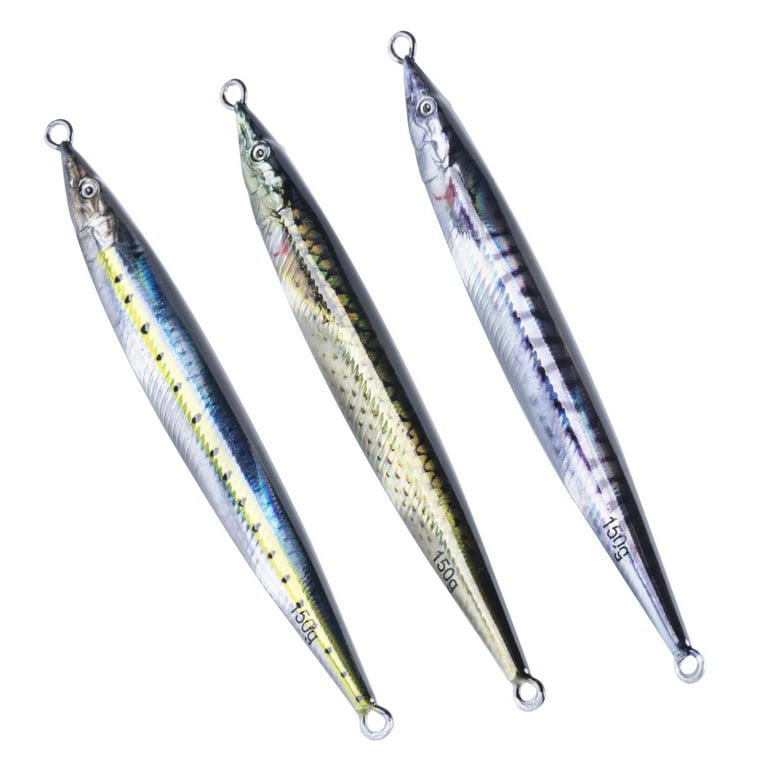 Goture 3pcs Jig Fishing Lures Vertical Saltwater Jigs Deep Sea Fishing Bait  Luminous Saltwater Artificial Bait for Bass,Tuna,Salmon