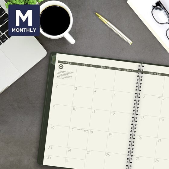 At-A-Glance Recycled 2022 Weekly Monthly Appointment Book Planner, Black, Medium, 7" x 8 3/4"