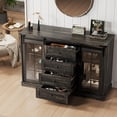 thumbnail image 2 of VEANERWOOD 4 Drawers Storage Cabinet with 2 Sliding Glass Door, Console Table 4 Chest of Drawers with 6 Colors LED Light for Bedroom, Living Room, Hallway, 2 of 7