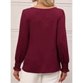 thumbnail image 4 of Womens Long Sleeve Tops Business Casual Blouses Dressy Work Office Summer Flowy Shirt 2025 Trendy Outfits Wine Red XXL, 4 of 8