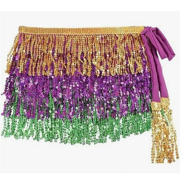 Falda corta con borlas y lentejuelas para danza del vientre, cadena para la cintura, encaje, toalla con lentejuelas para la cadera