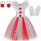 thumbnail image 3 of Disfraz de payaso Pennywise para niña, disfraz de tutú elegante para fiesta de carnaval, disfraz de Joker espeluznante para Halloween, ropa para niños, 3 of 5