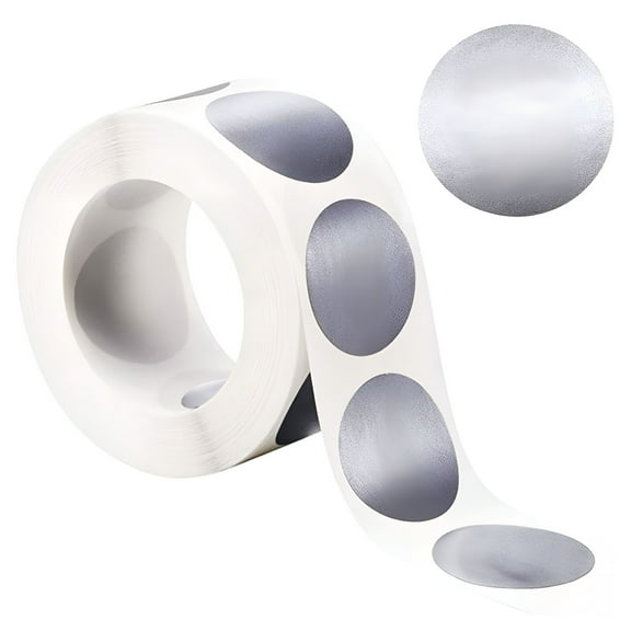 CCOCC 300 PCS 1 Inch Scratch Off Sticker Round Labels Silver Labels Scratch-Off Cards