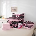 thumbnail image 6 of Erosebridal Dreamy Princess Bowknot 7 Pieces Bedding Comforter Set,Pink Black Vintage Floral Full Bedding Set For Kids,Pink Reversible, 6 of 7