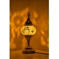 thumbnail image 3 of Kafthan Turkish Lamp w/ Plug-in Cord - Mosaic Stained Glass Table Lamp, Bedside Lightning - Victorian Boho Vintage Moroccan Lamp (White Snowflake), 3 of 3