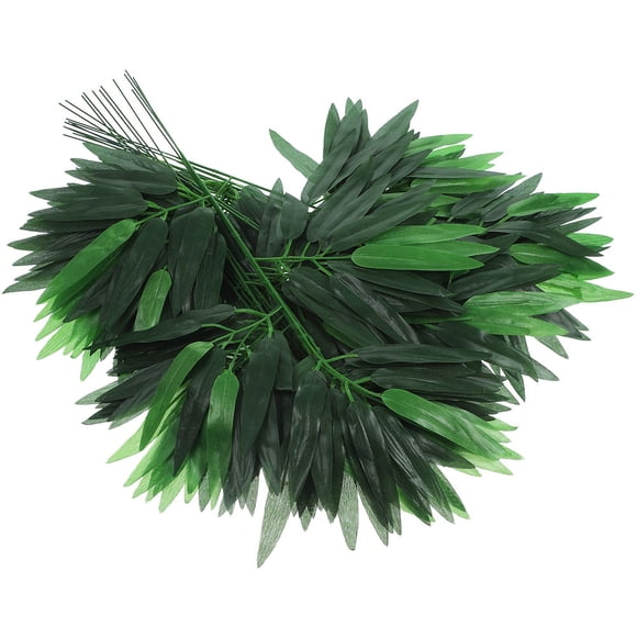 Raindrops 20Pcs Faux Green Bamboo Leaves Artificial Bamboo Branches for Indoor Decorative Use