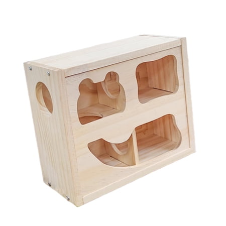 EHJRE Hamster House Double Decker Wooden Hideout Habitat Decor Ventilated Hut Tunnel Structure Small Animal Activity Toy Supplies Suitable for Dwarf Hamster Gerbils Lemmings Mice Exercise