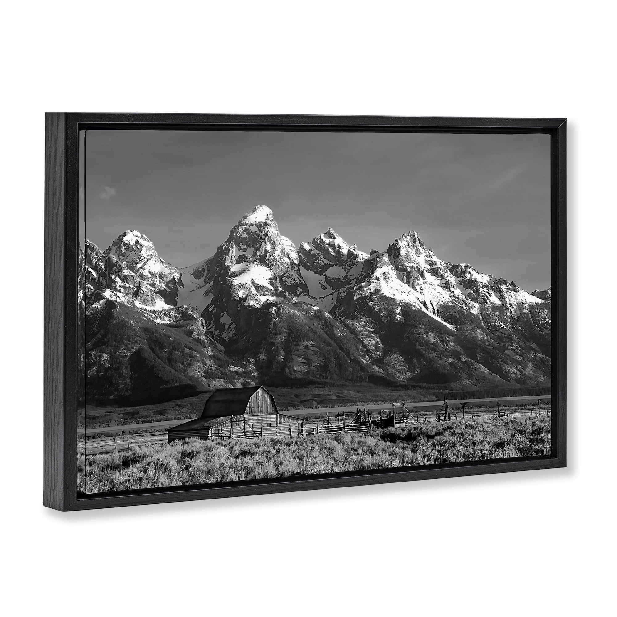 Stupell Industries John Moulton Barn Landscape Black Framed Floater Canvas Wall Art, design by Steve Toole