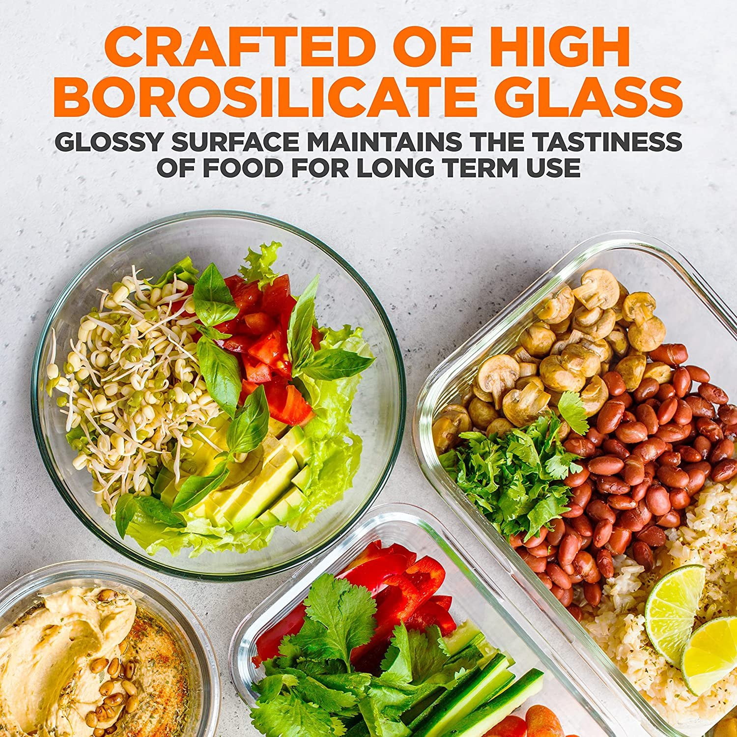 NutriChef 24-Pc Glass Food Storage Containers Stackable Superior Glass Meal-prep Bento Boxes, White