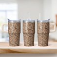 thumbnail image 2 of Double Wall 20oz Stainless Steel Geometric Textured Tumbler, Insulated Travel Coffee Mug with Handle, Leak Proof with Straw, 2 of 5