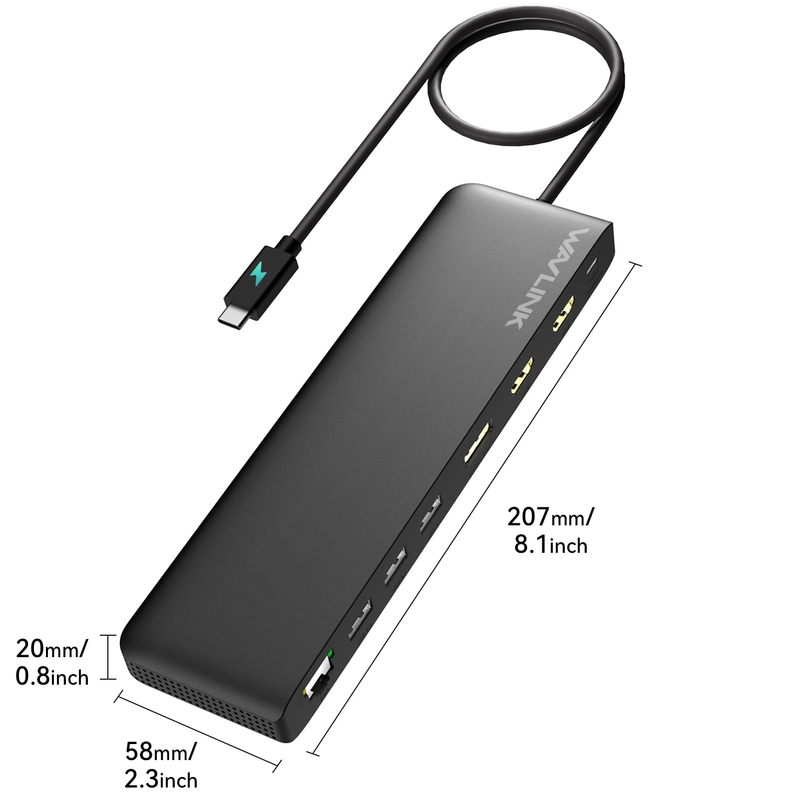 WAVLINK 12-in-1 USB C Triple Display Docking Station, Support 85W Charging for PC, Max 4K@60Hz with DisplayPort, HDMI, PD, USB 2.0/3.0, Gigabit Ethernet, SD/TF Slot, Audio Jack for Windows&Mac