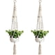 thumbnail image 1 of Paquete de 2 colgadores de plantas, cesta colgante de macramé, cesta colgante de cuerda de algodón, colgador de flores, colgador de plantas para interior, exterior, techo, decoración de pared,, 1 of 6