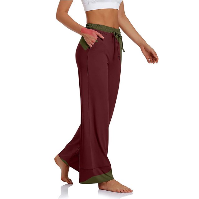 Pantalones Largos Casuales de Pierna Ancha para Mujer ANGGREK con Cordón en la Cintura