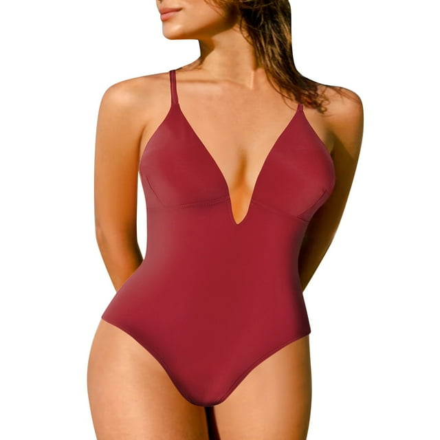 Cathalem Plus Size Swimwear Tummy Control Swimwear Bathing Suit,RD3 XL