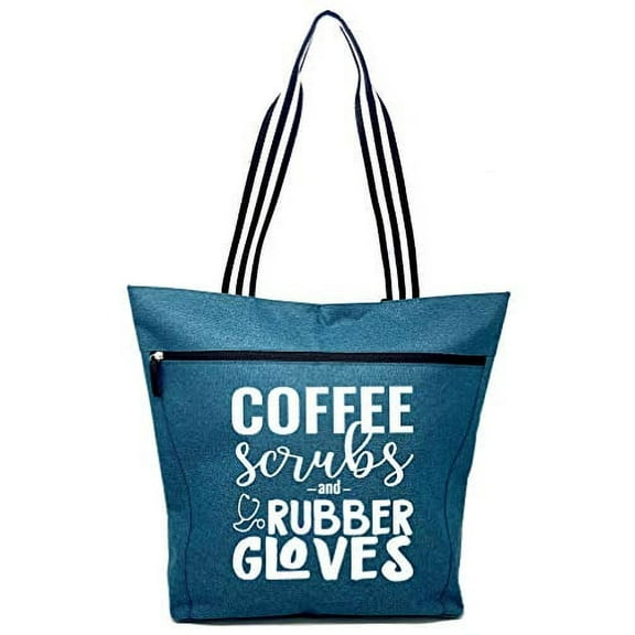 Coffee Scrubs And Rubber Gloves Lexie Teal Tote Bag for Medical Workers
