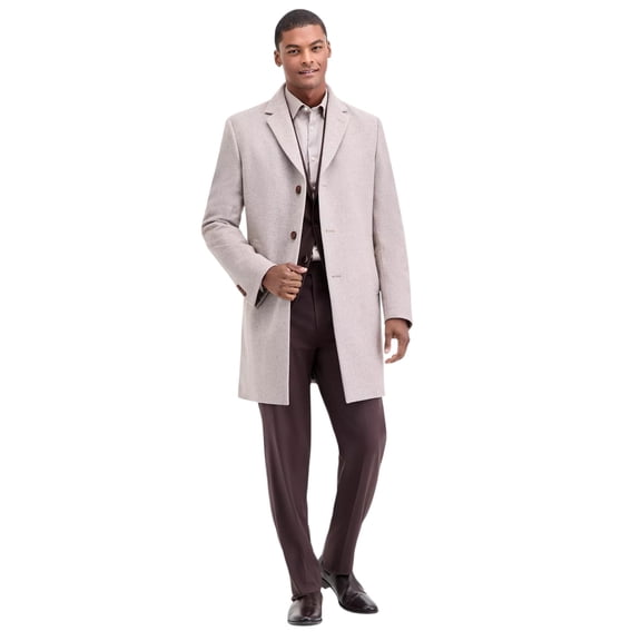 Nautica Mens Classic-Fit Camber Wool Twill Overcoat Coat 36S Tan Beige