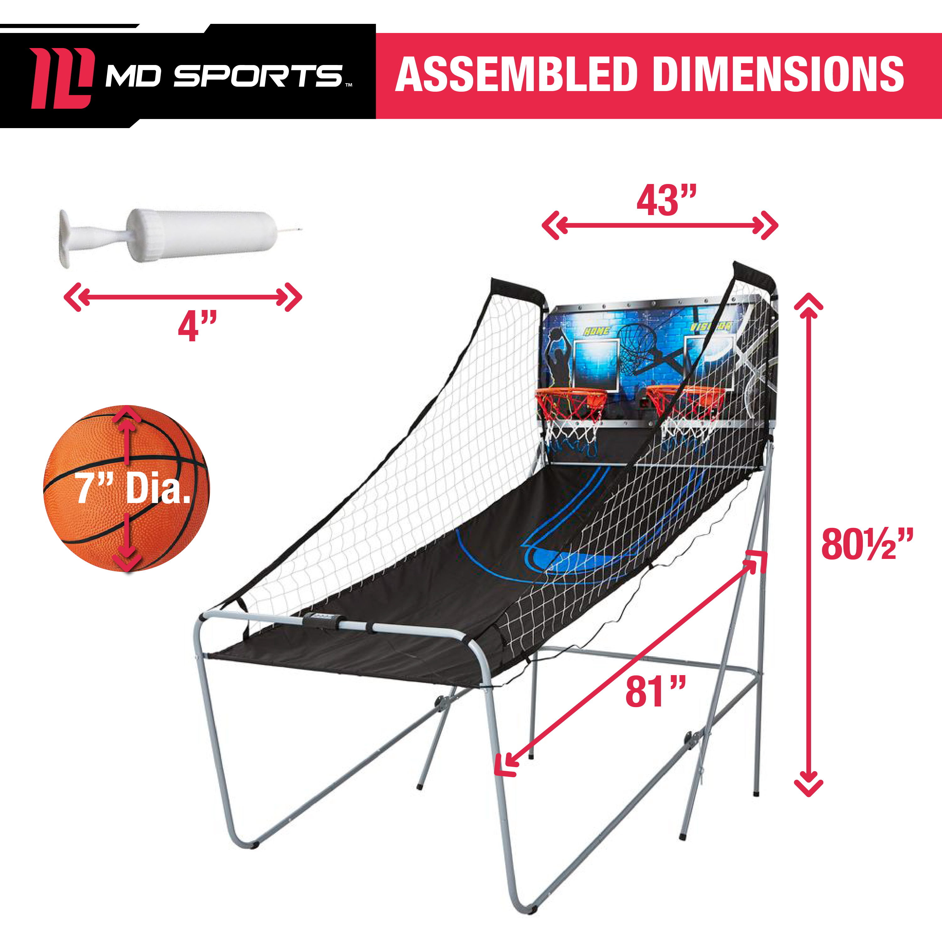 MD Sports Best Shot 2-Player 81 inch Foldable Arcade Basketball Game - image 3 of 10