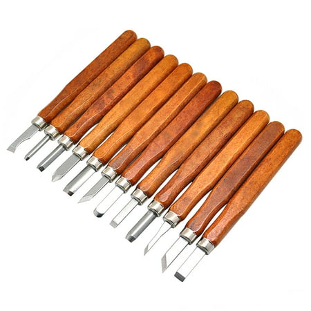 Gimars Wood Carving Tools: Carbon Steel, Wooden Handles, Professional Handmade Knife Kit Crafts Chisels Knives. Set of 12 Great for Wood, Linoleum, Plastic, Soap, Wax (Best Wood For Wood Carving By Hand)