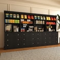 thumbnail image 5 of 71" Tall Farmhouse Kitchen Pantry Storage Cabinet, Food Hutch with Drawers, Adjustable Shelves, and Countertop for Dining Room, Black 4PCS, 5 of 9