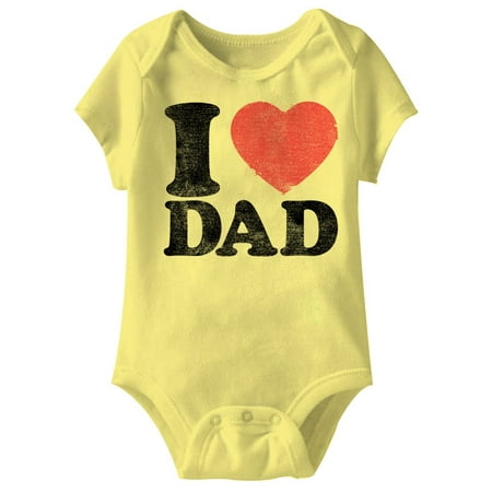 

American Classics I Red Heart-Love Dad Yellow Infant Baby Snapsuit Romper