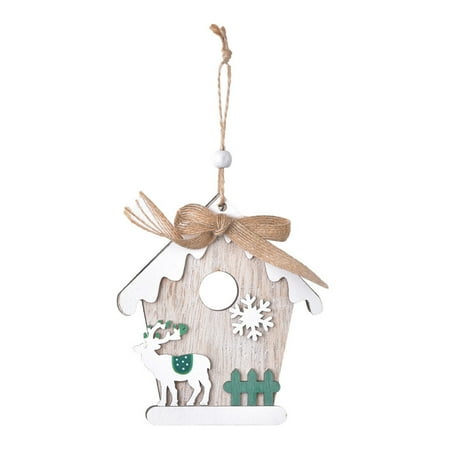 

Ozmmyan Christmas Decoration Wooden House Bow Pendant Christmas Tree Pendant Christmas Decorations Home Decor Gift on Clearance