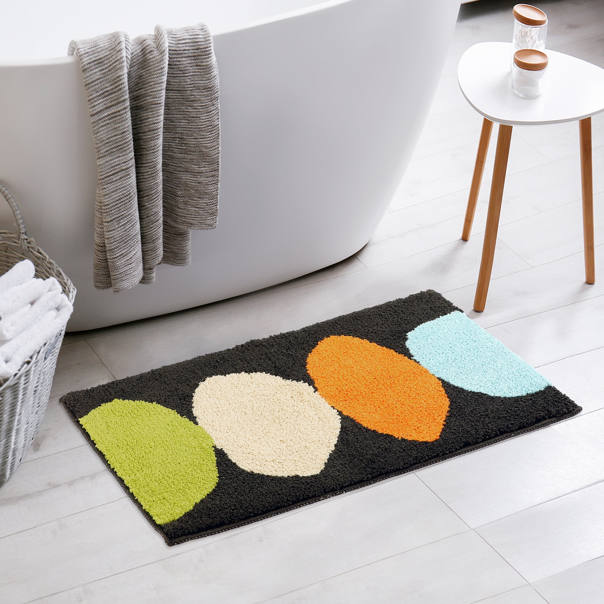 Unique Bargains Soft Plush Non-Slip Printing Mat Quick Dry for Bathroom Floor Black 20"x32"
