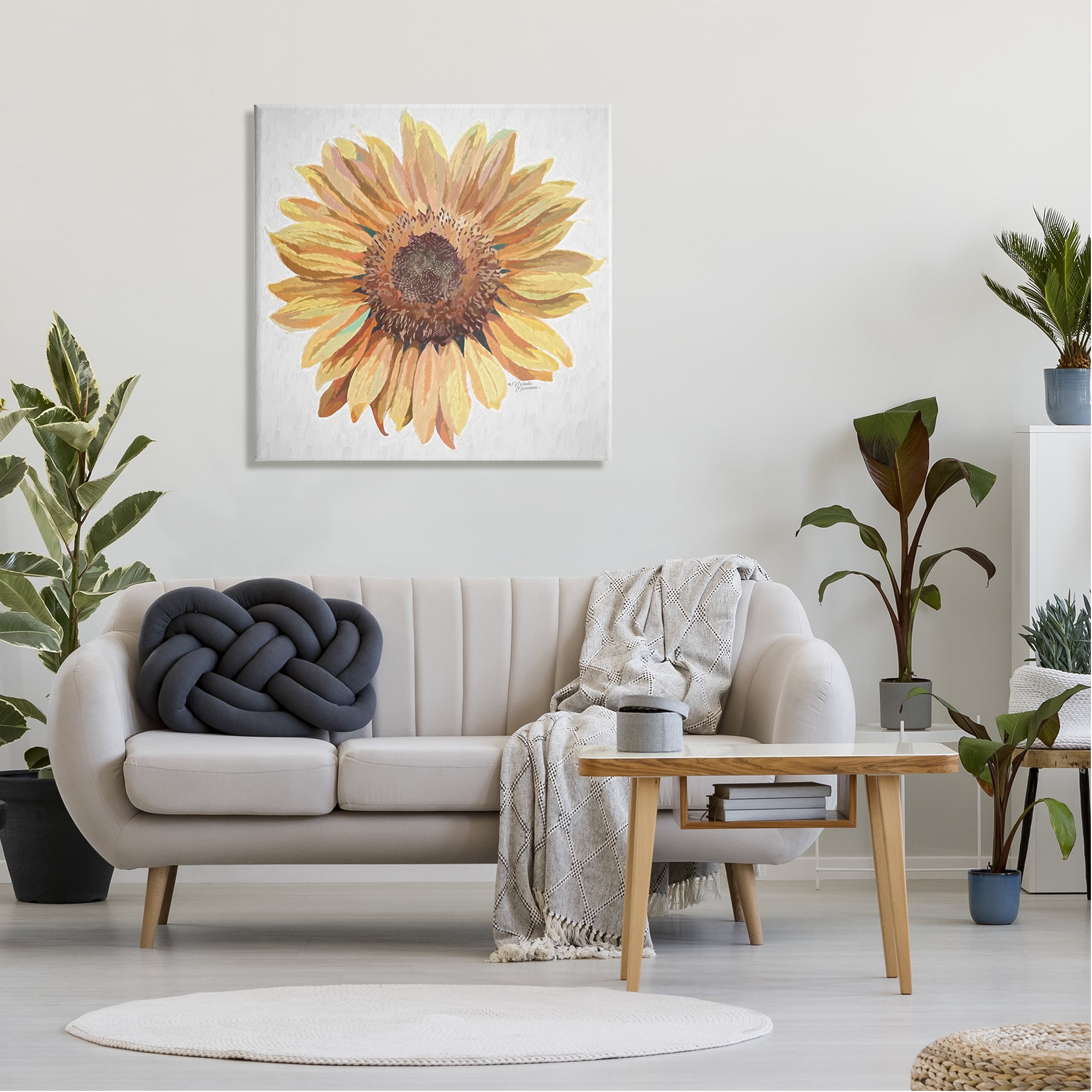 Stupell Industries Vivid Yellow Sunflower Petals Aerial View Flower Painting Gallery Wrapped Canvas Print Wall Art, Design by Michele Norman